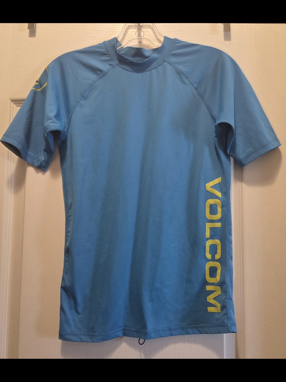 Volcom Light Blue Short Sleeve Rashguard with Yellow Logo